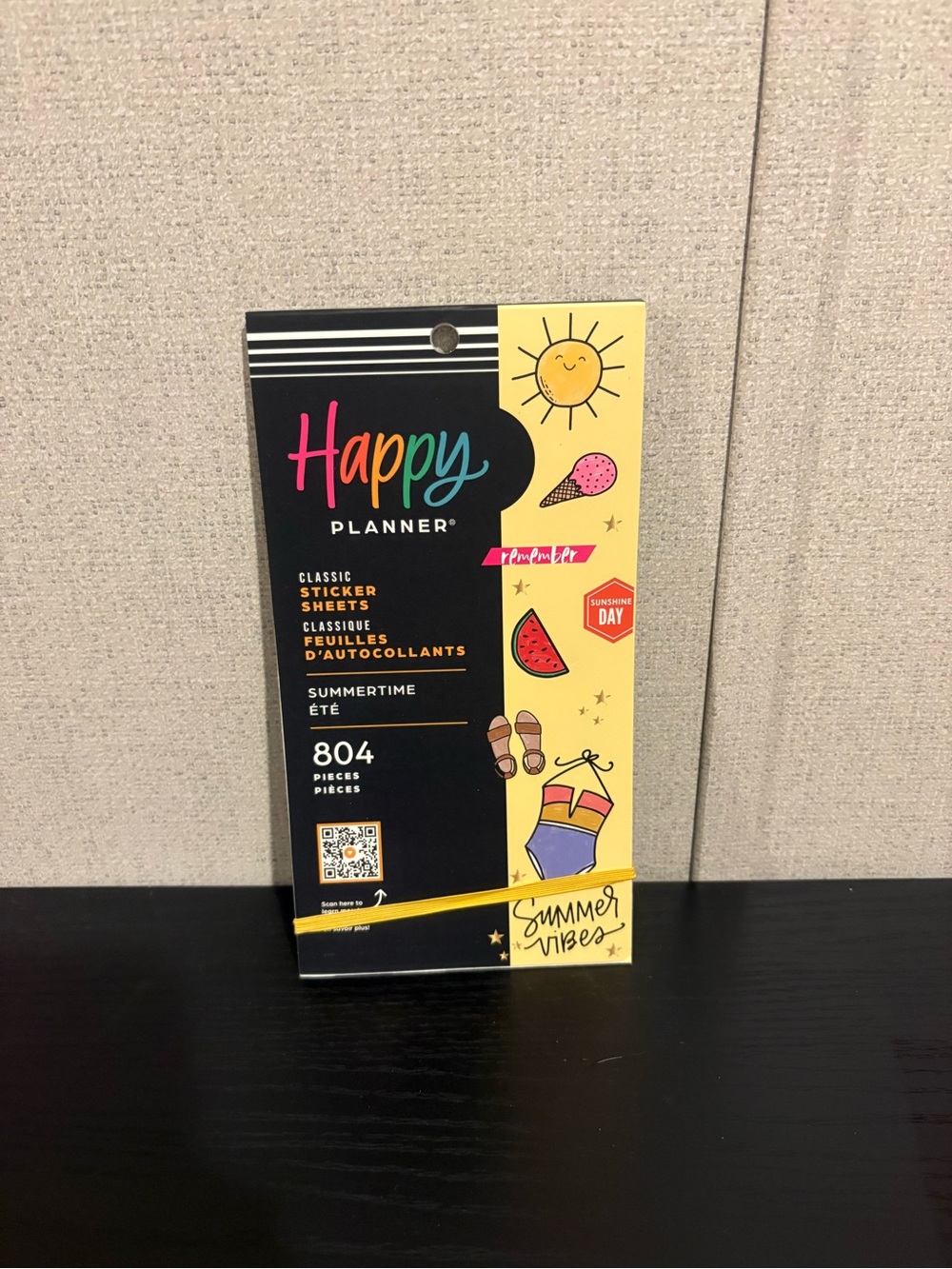 Happy Planner Summertime Sticker Sheets - Yellow, Black, Pink, Blue